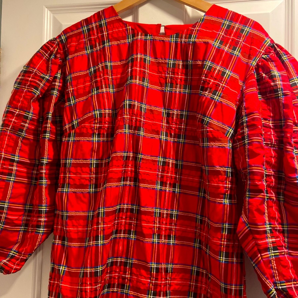 J Crew red plaid dress, size medium! Worn only once!